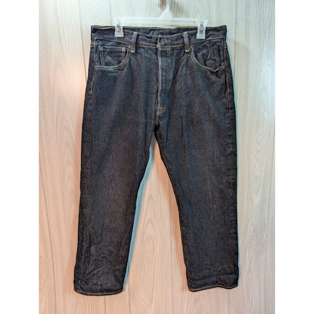 Levis 501xx Jeans Mens Black Straight Leg Denim Pants Button Fly 36x30 Baggy